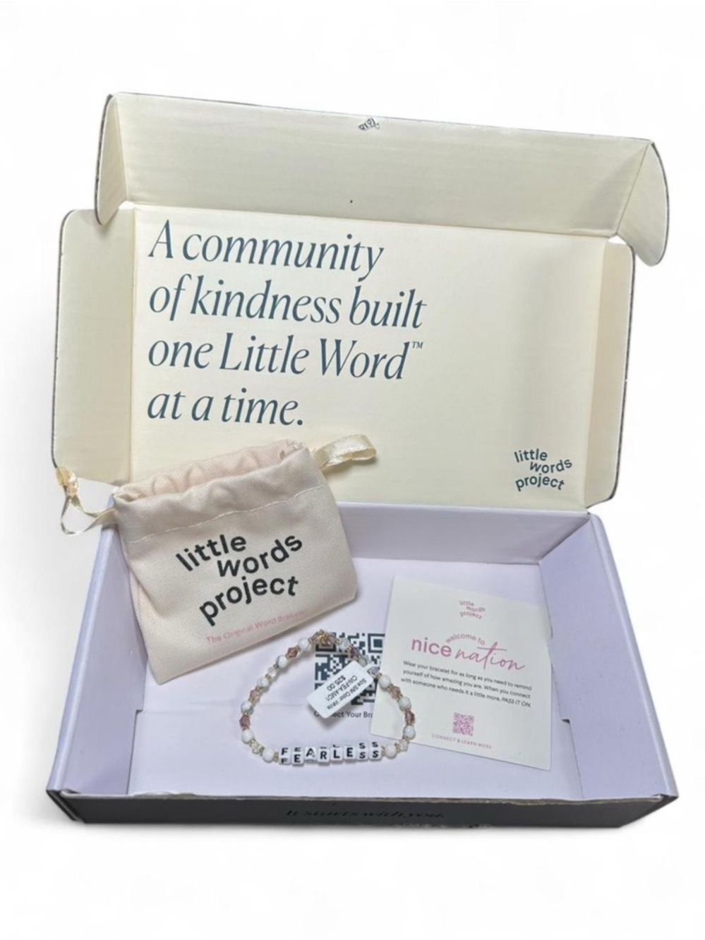 Little Words Project "FEARLESS" Beaded Crystal Bracelet - Brand New